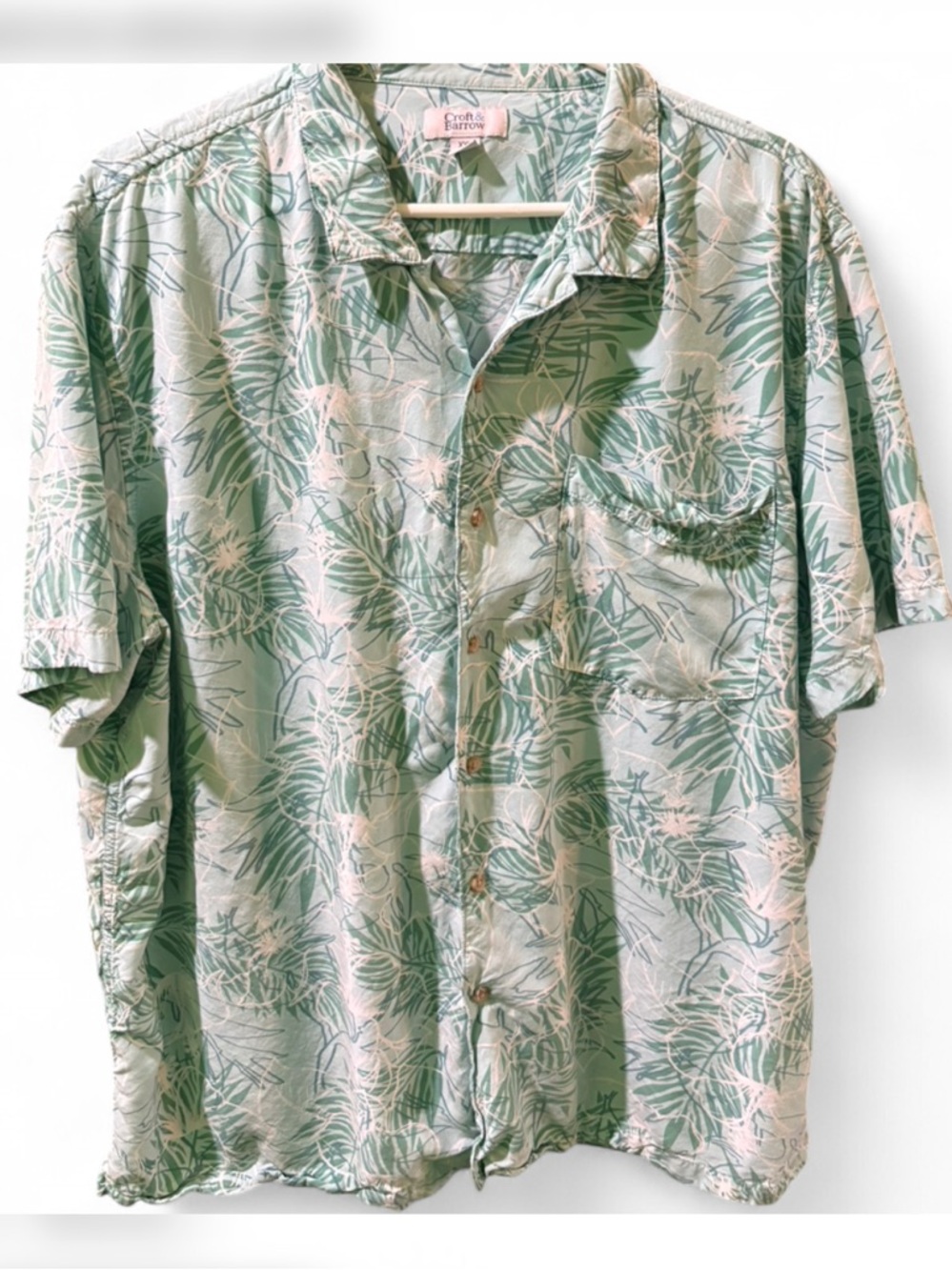 Croft & Barrow mint blue tropical Hawaiian beach tropic resort XXL button up